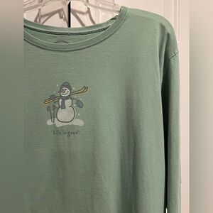 Life is Good💚 ⛄️ Sage Green,  Long Sleeve Shirt- 
💯 % Cotton